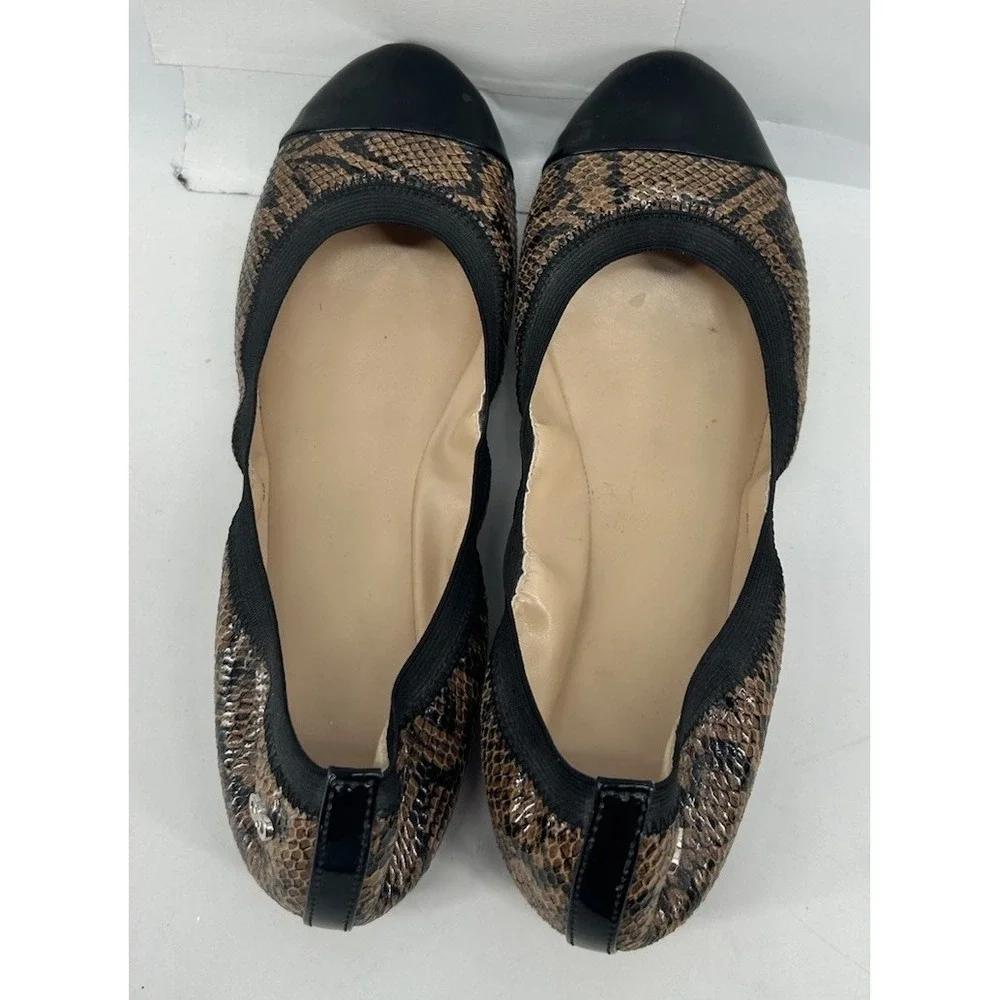 Cole Haan‎ Snake Print Leather Ballet Flats Cap Toe Women's Size 9.5B